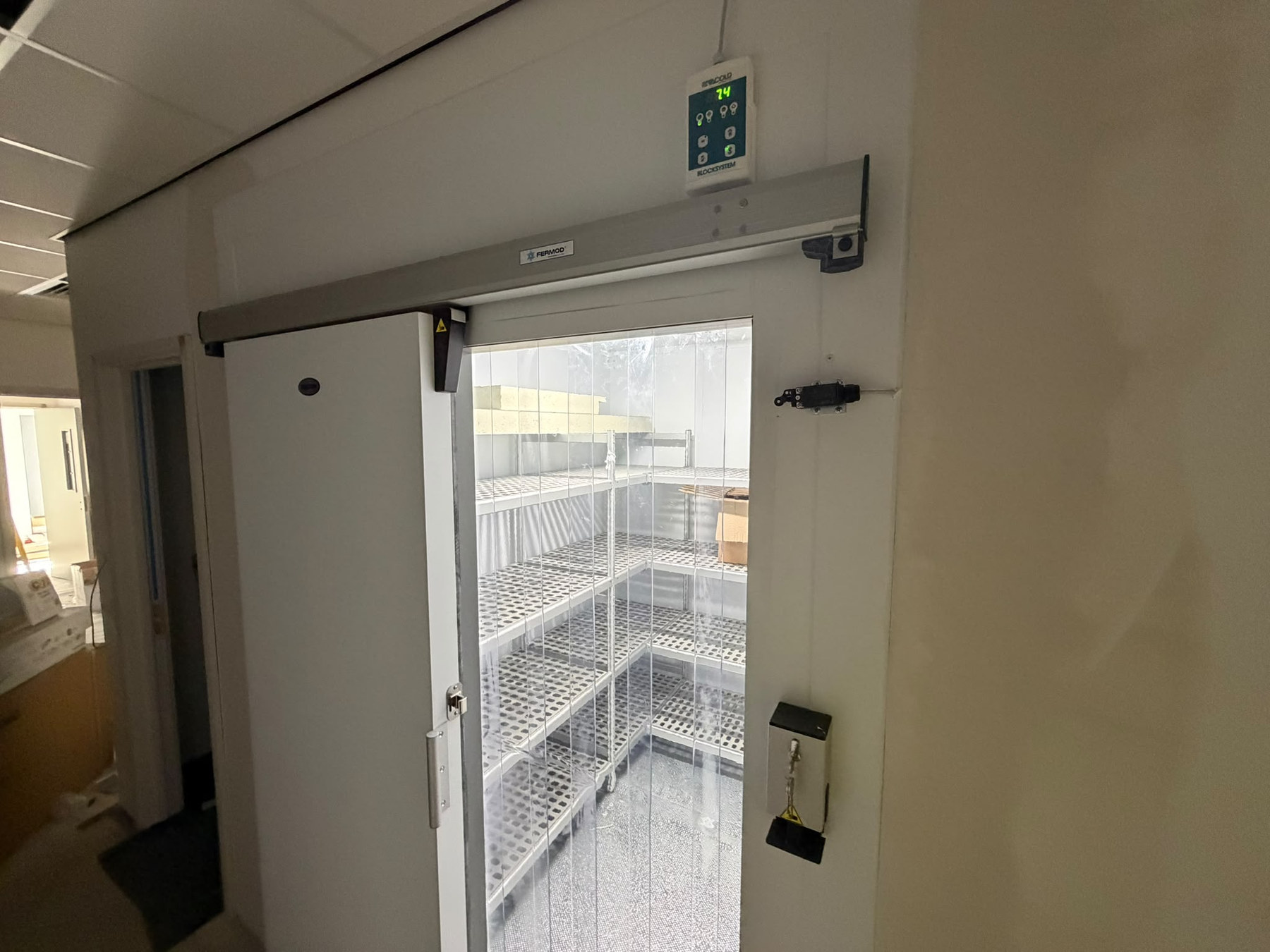 Installed walk-in cold store with shelving